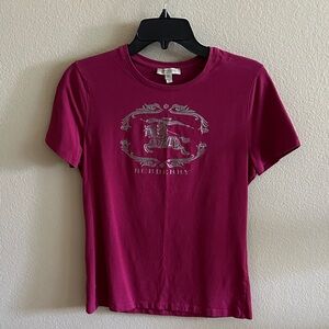 Burberry Magenta Tee with Equestrian Graphic